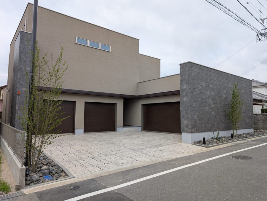 桑名市 新築外構 完成全景 アプローチ