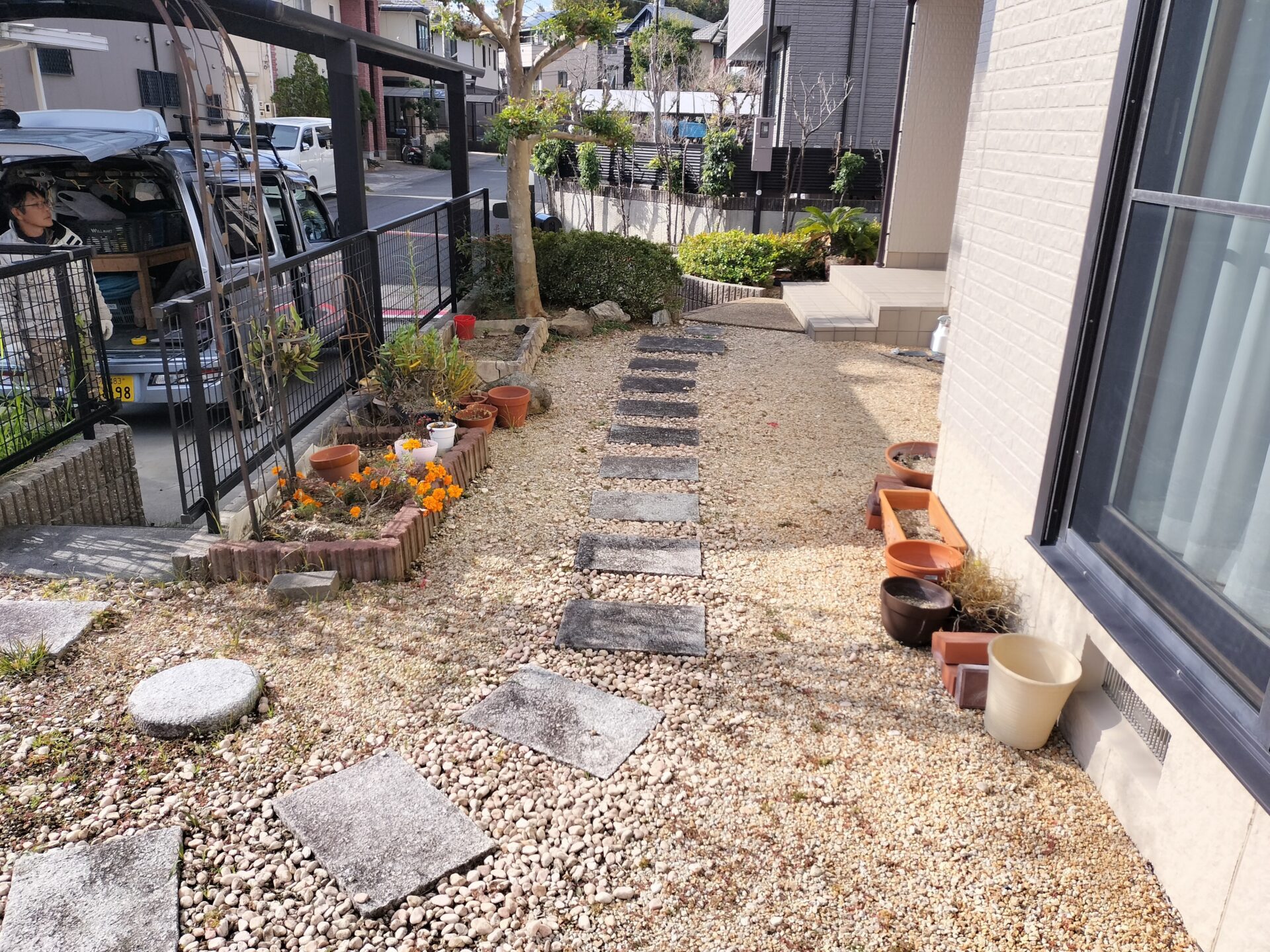 四日市市 外構リフォーム スタンプコンクリート下地構造