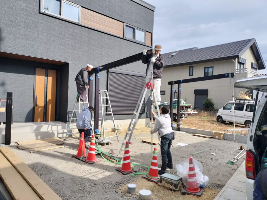 施工後の柱脚部仕上がり確認