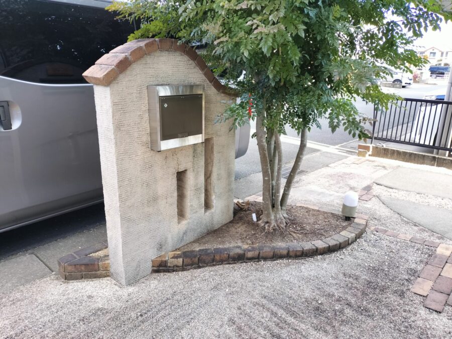 松阪市 外構リフォーム 駐車場 スタンプコンクリート仕上げ