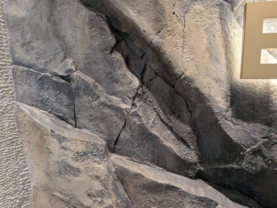 光の角度で印象が変化する擬岩ロックワーク