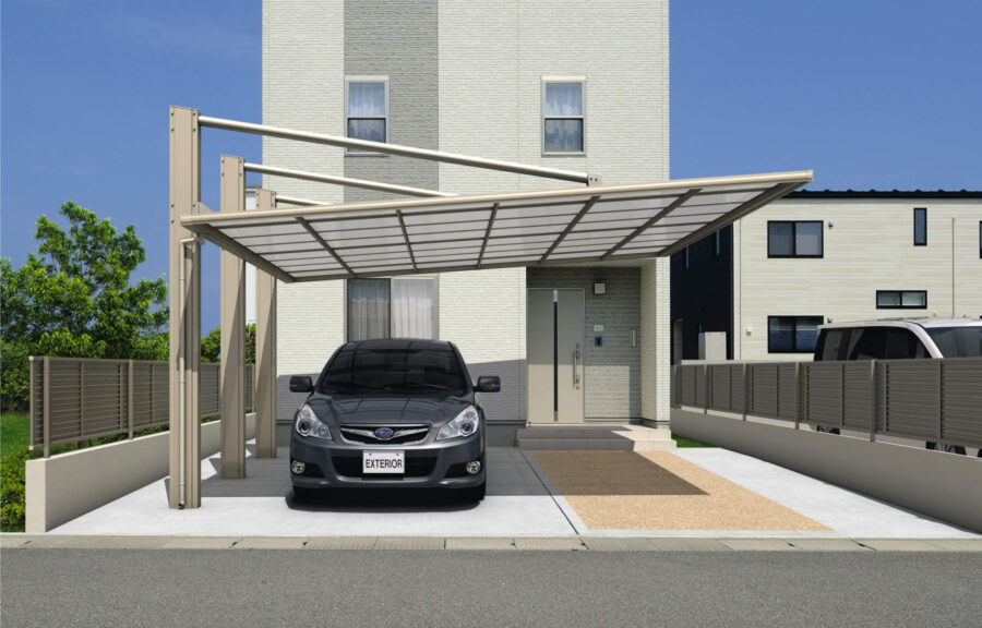 側面支持カーポート構造（三協アルミ公式）
