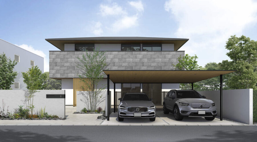 YKKプレーンルーフの外観イメージ。建物と一体化したデザイン。