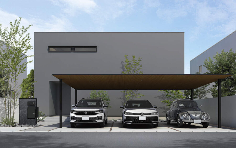 屋根内部に樋を内蔵した雨仕舞構造の説明。