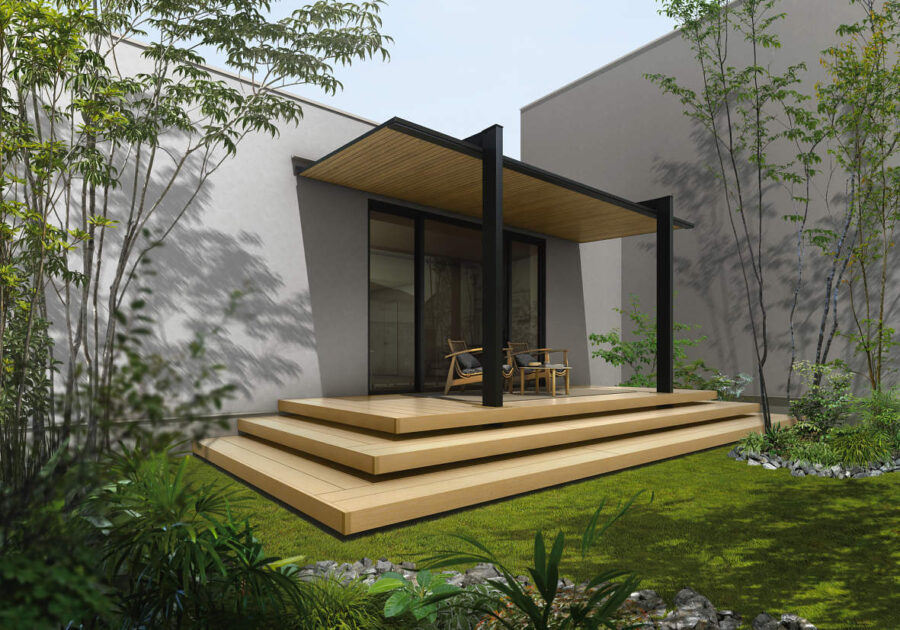 シンプルモダン住宅に調和するデザイン例。