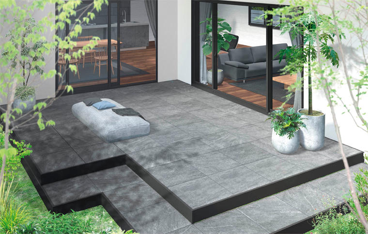 タイルデッキ外構施工例1